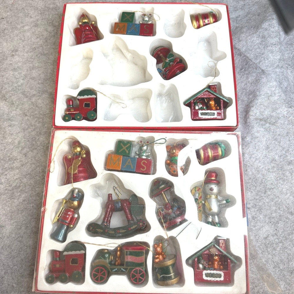 Pier 1 Imports Vintage Wooden Christmas Ornaments Set of 12 Nutcracker Snowman